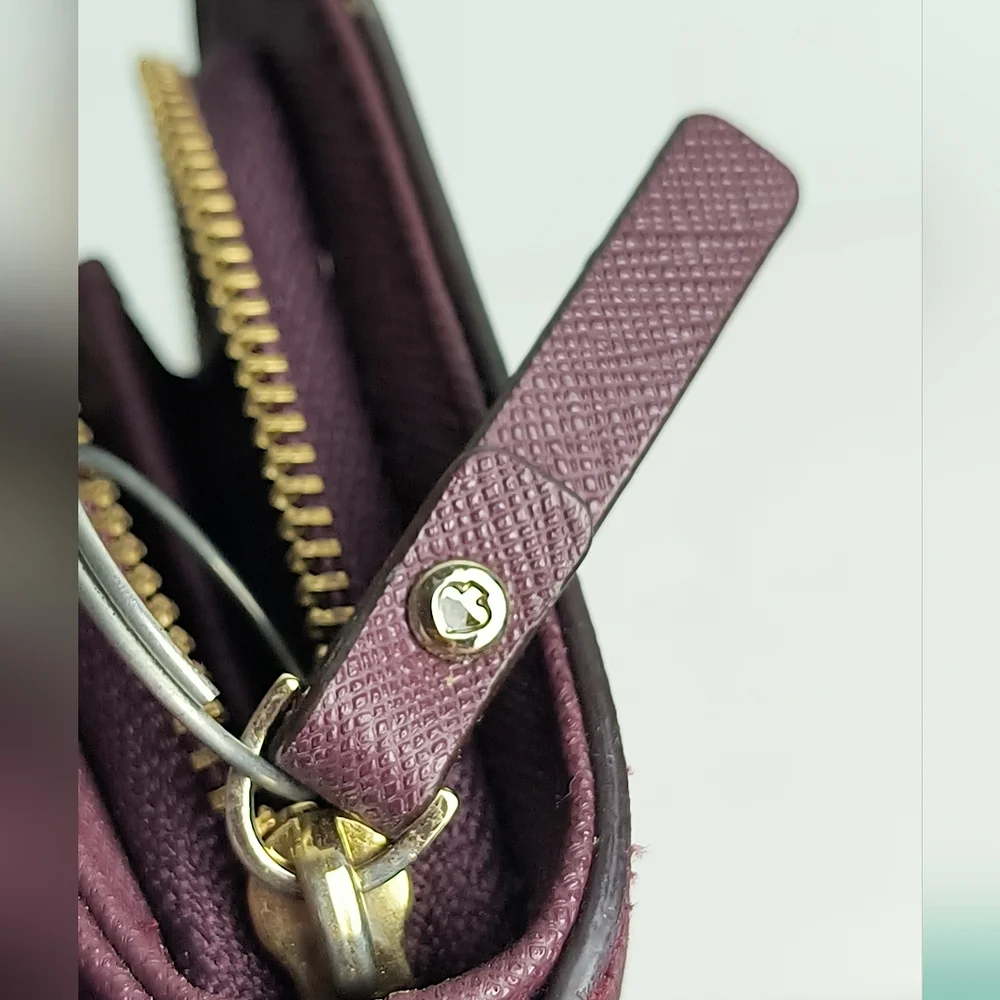 Kate Spade Folding Wallet Zip Snap Eggplant Vintage Y2K